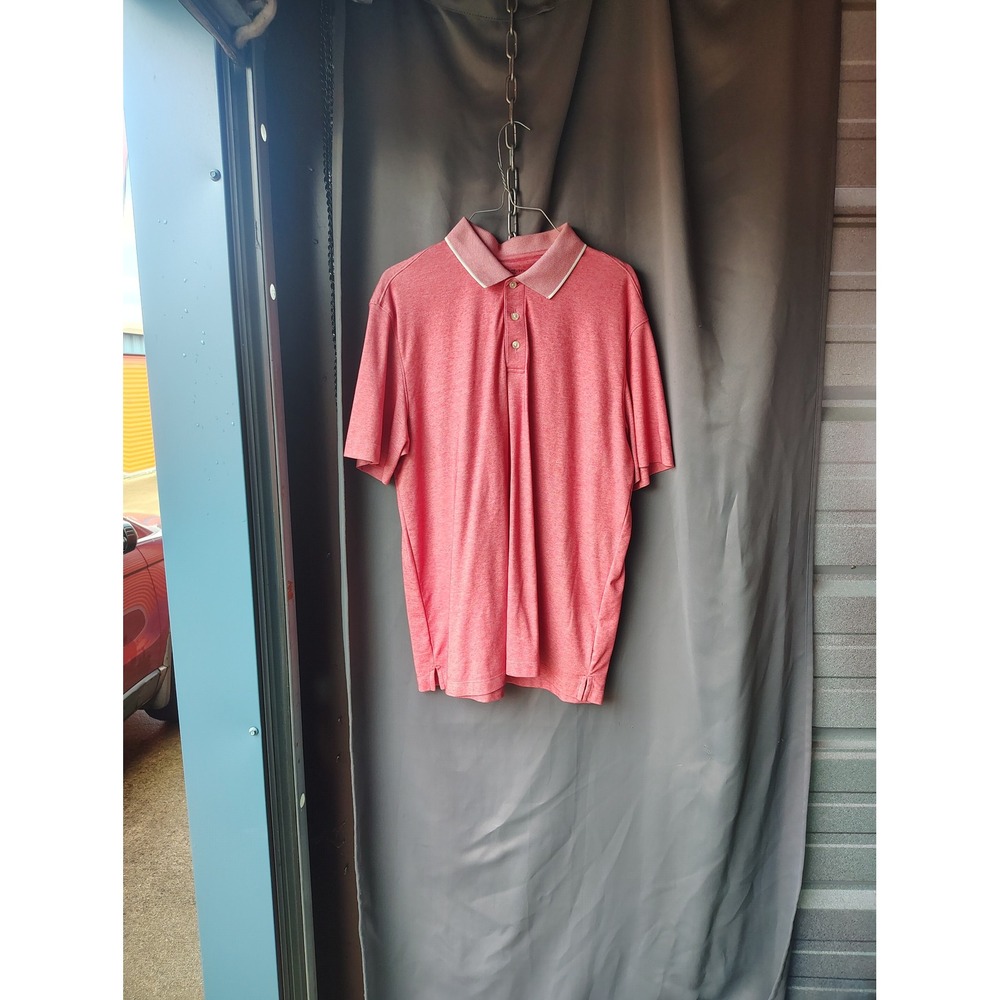 Van‎ Heusen Air Mens Large Red Heathered Polo Shirt Classic Fit Short Sleeve